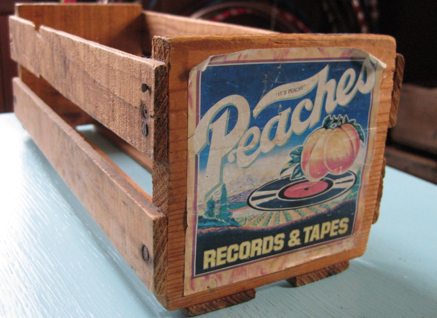 70s Peaches Records & Tapes Wooden Crate by markerbox on Etsy