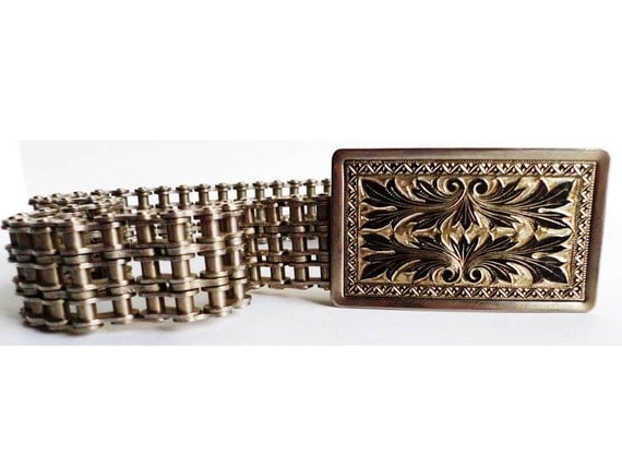 Vintage Motorcycle Chain Belt Chrome by ClearlyRustic on Etsy