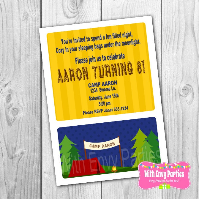 Printable Camping Invitation, Camping Invitation, Camping Party Invitation, Camping Birthday Party Il_570xn