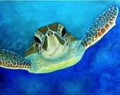 FREE SHIPPING - Sea Turtle Painting - 8x10" Ltd Edition Print - SAXONLYNN