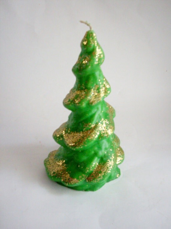 items similar to vintage green christmas tree candle gold items similar to vintage green christmas tree candle gold