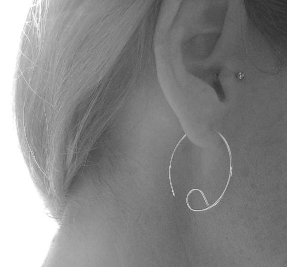 Sterling Silver Open hoop earrings Round by LotusHandmadeHoops