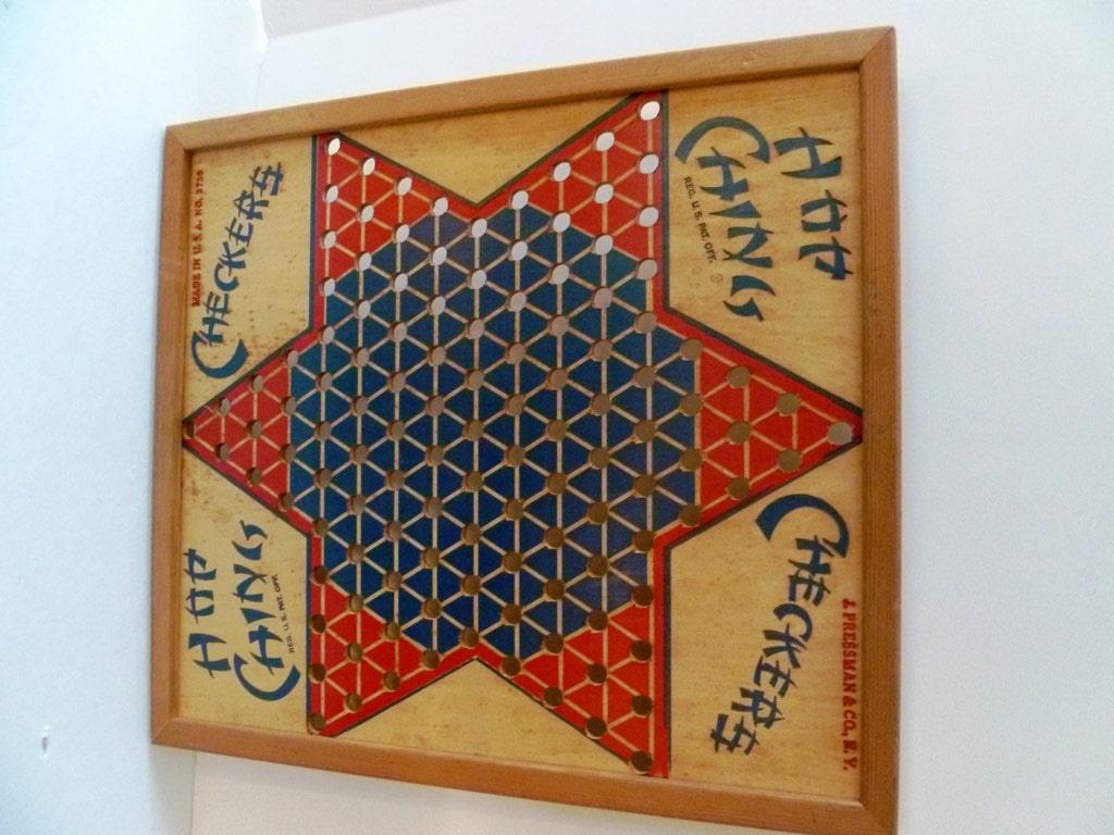 Antique Wooden Chinese Checkers Board with Wooden by AffinityArt