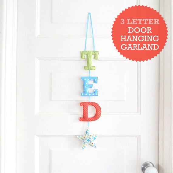 Customized Handmade Fabric Door Hanging Garland - 3 Letter Name Il_570xn