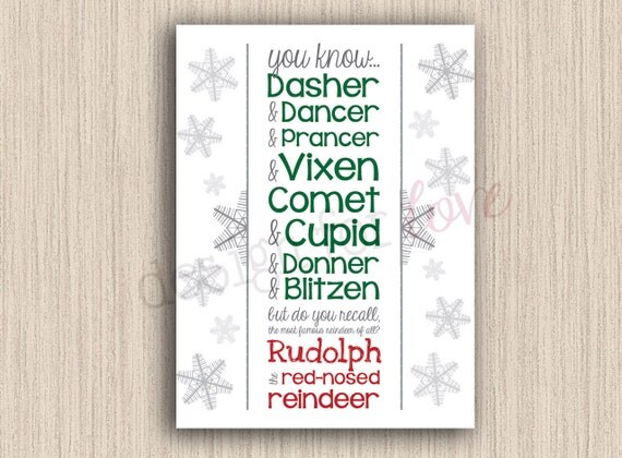 Reindeer Names - Printable File