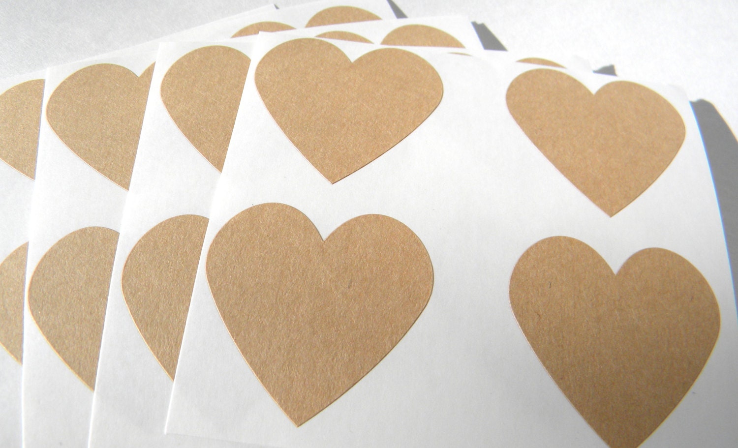 48 Kraft Brown Heart Stickers, 1.5" Heart, Scrapbook Supply, Sationery Supply, Gift Wrapping, Favor Bag Stickers - CMWrapNShipSupply