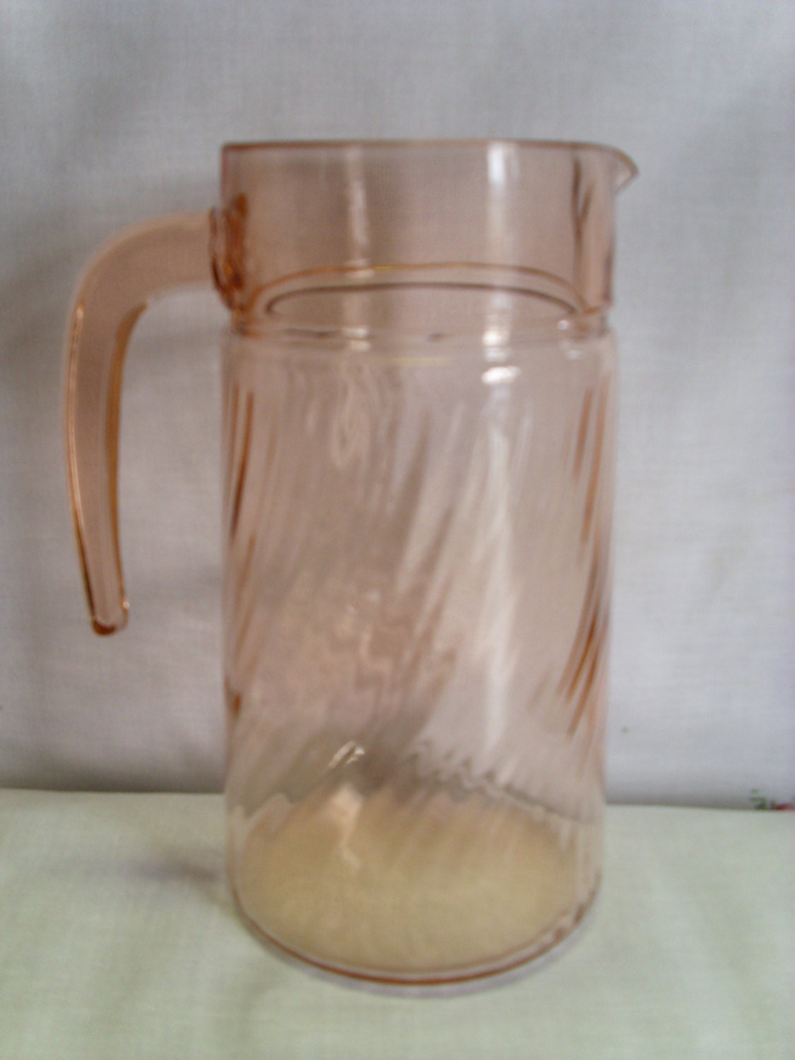 Pink Depression Glass Pitcher by LaceLinenandGlass on Etsy