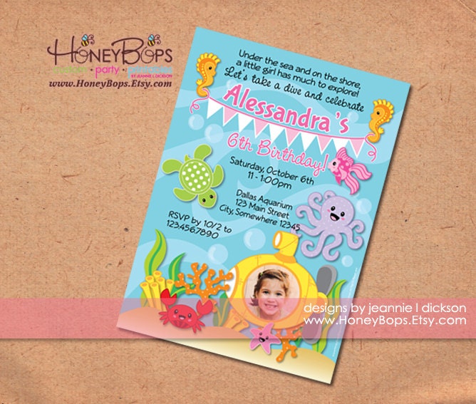 Under the Sea Personalized Printable Invitation - Birthday, Baby Shower - Digital File Il_570xn