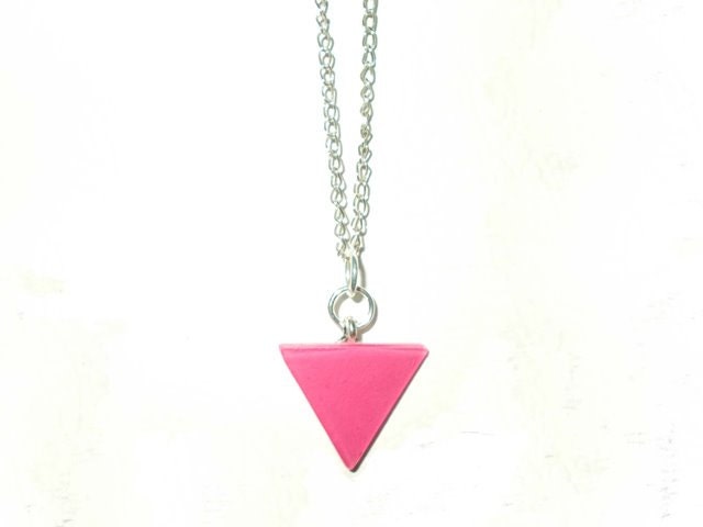 Upside Down Pink Triangle Necklace Lesbian Gay Pride Lgbt