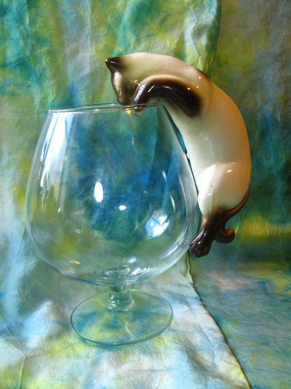 Porcelain SIAMESE CAT Pot Hanger Fits on Glass by AtticStudioWV