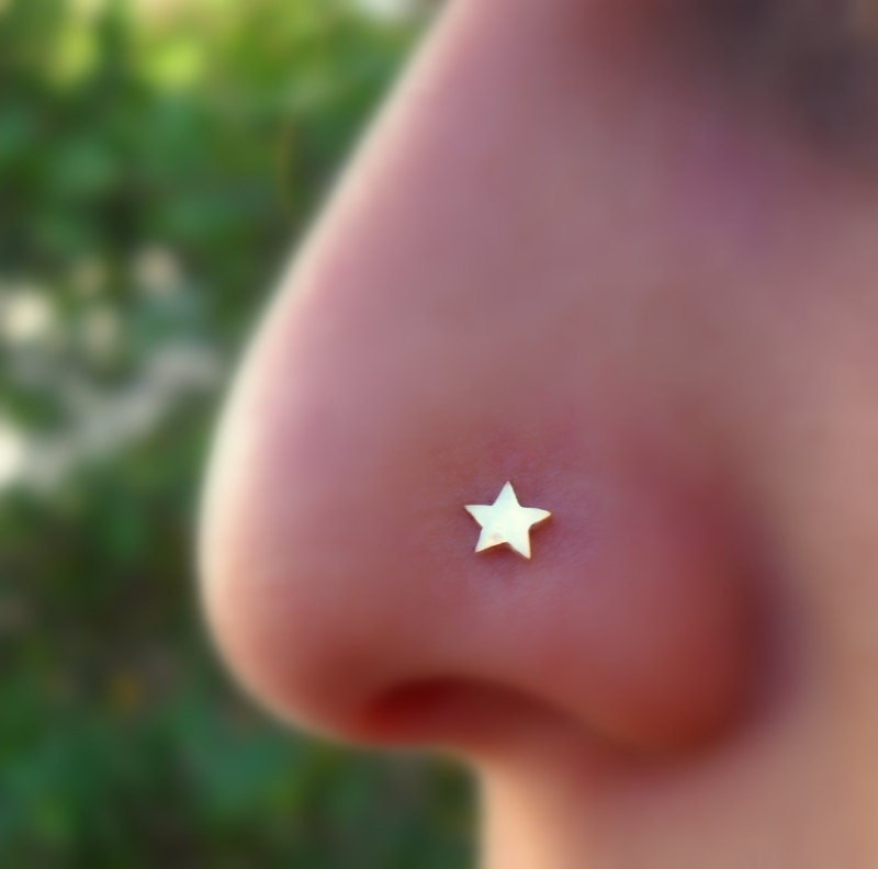 nose star ring cartilage tragus 14k solid yellow gold popular items ear