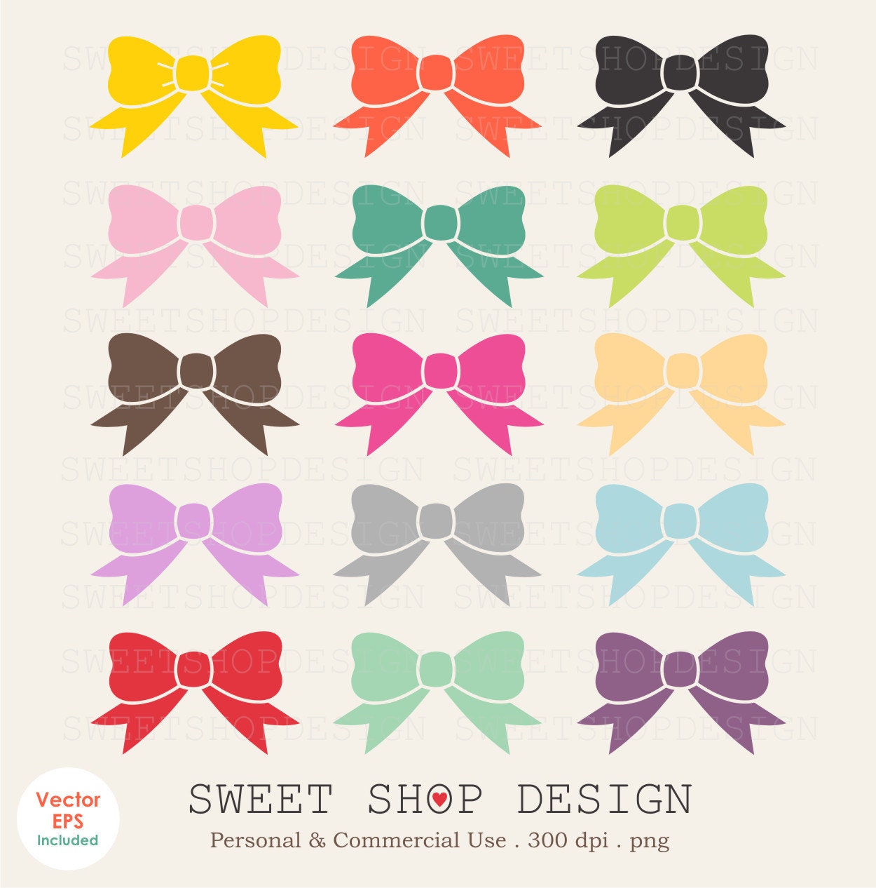 DOLLAR SALE Bows Clip Art, Printable Clip Art, Royalty Free Clip Art, Instant Download Il_570xn