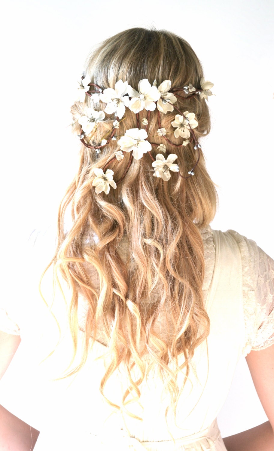 flower flower head  hair etsy Bridal  wreath, wedding crown,  crown woodland wedding accessory,