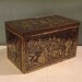 Vintage Tea Tin with Asian Motifs Distressed Black and Gold Patina - Lovely