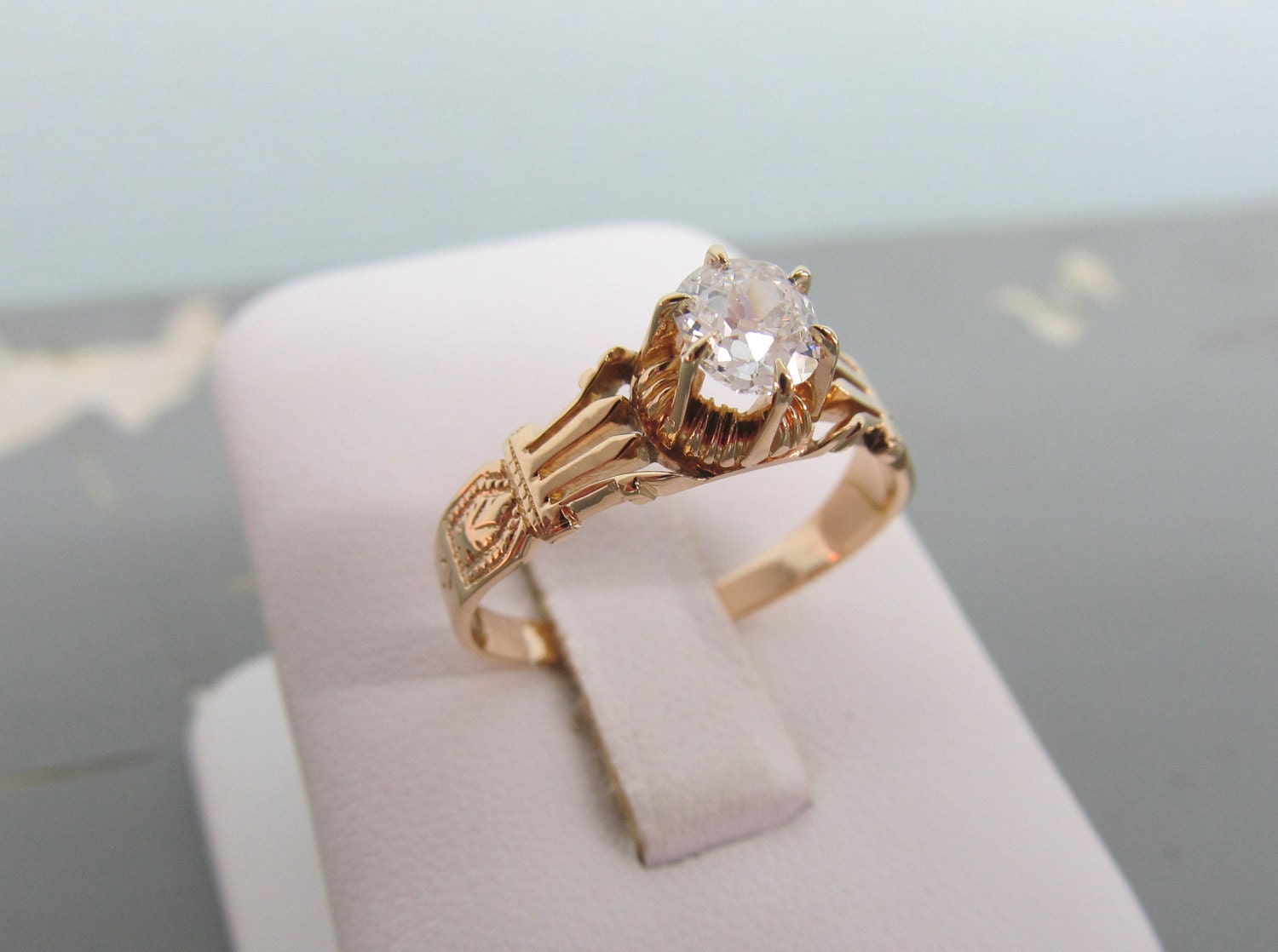 Antique Engagement Ring 18k Gold Ring Mine by FergusonsFineJewelry