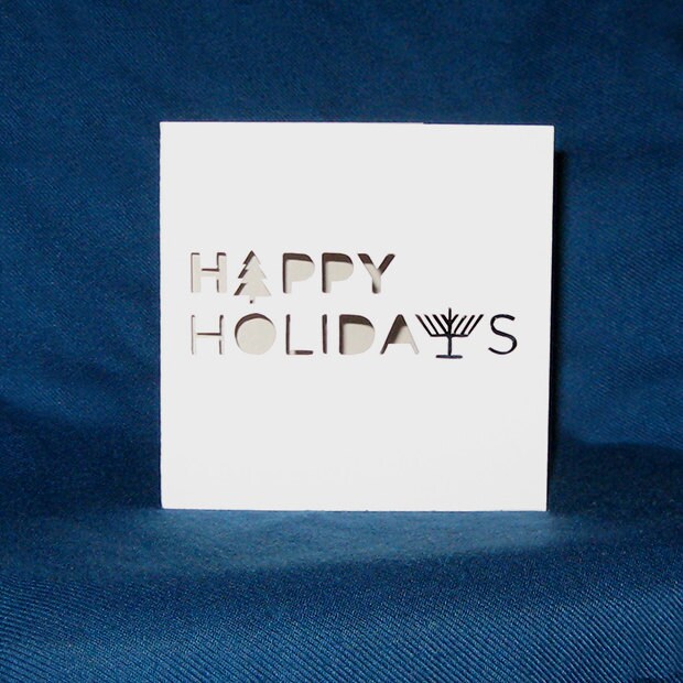 Happy Holidays Card Happy Hanukkah Merry by madebystephaniestore