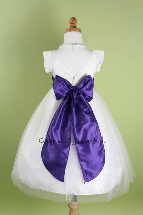 Dress - IVORY V-Back Dress with Purple EGGPLANT Sash - Easter, Junior ...