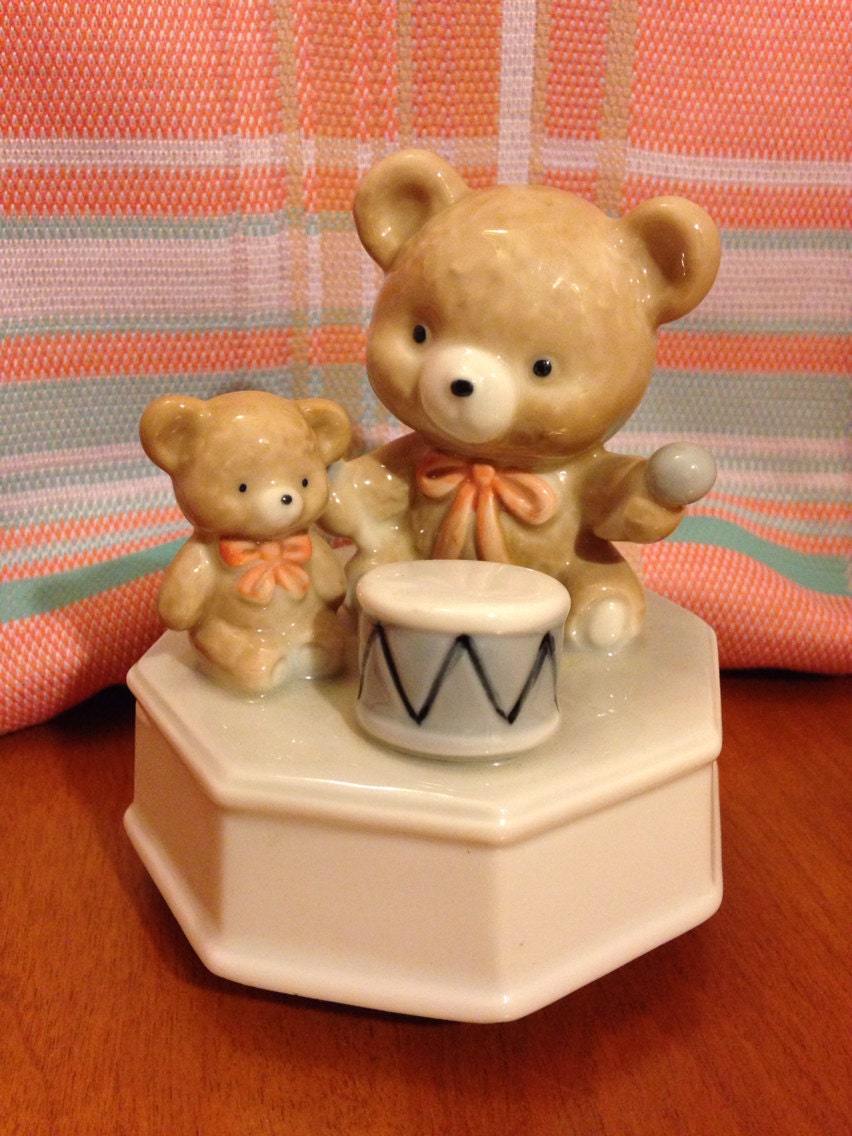 Vintage Otagiri Japan Teddy Bears Music Box By Thepolkadotrooster