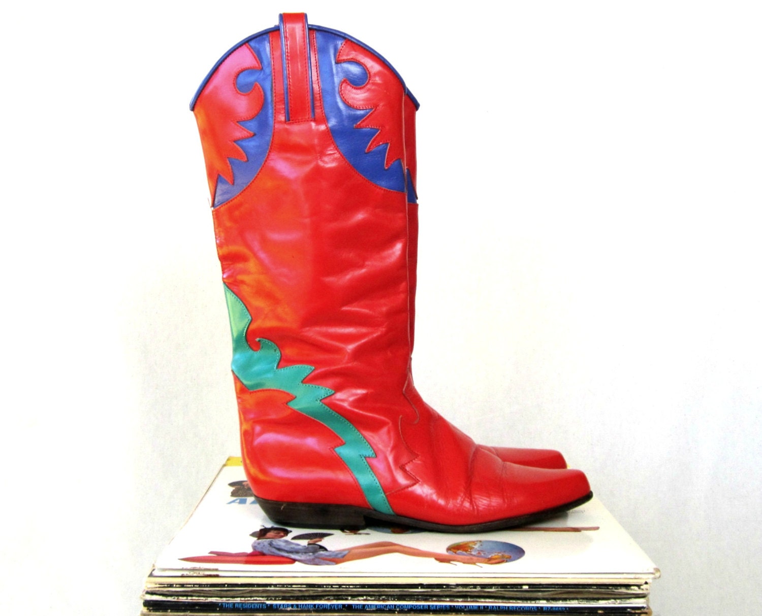Vintage Leather Boots / Colorblock Shoes / Charles David / Made in Italy / Womens Size 7 1/2 - lovethatlingers