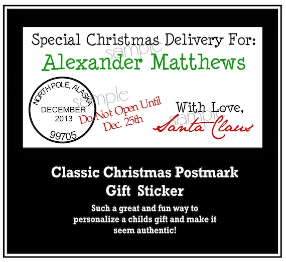 Christmas Stickers, Postmark, Santa gift stickers, Gift labels, Children, kids, Labels, Tags, Seals,Holiday, Set of 12 Stickers Il_570xn