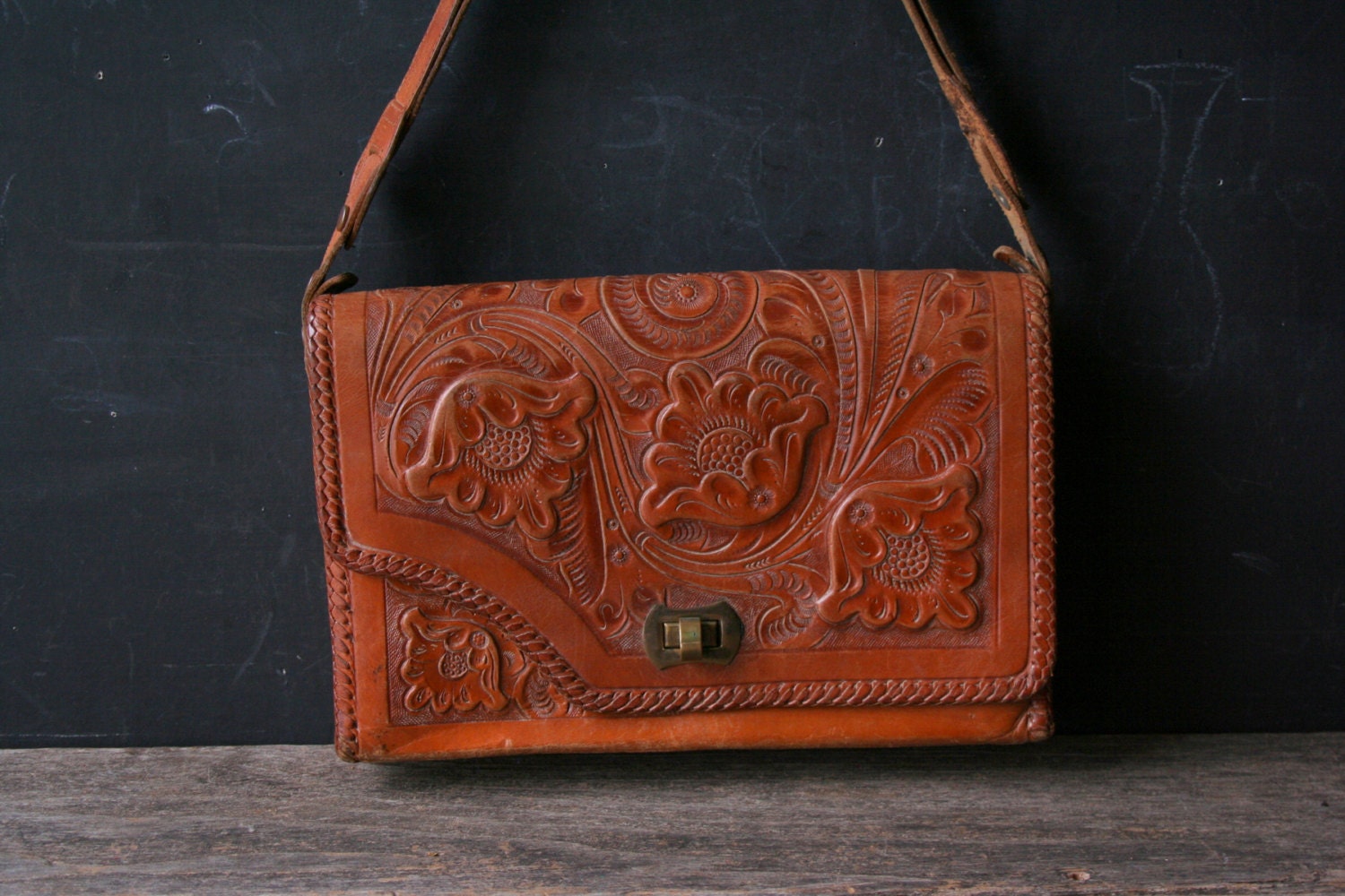Unique Reversable Purse Hand Tooled Leather Western Vintage From Nowvintage on Etsy - nowvintage