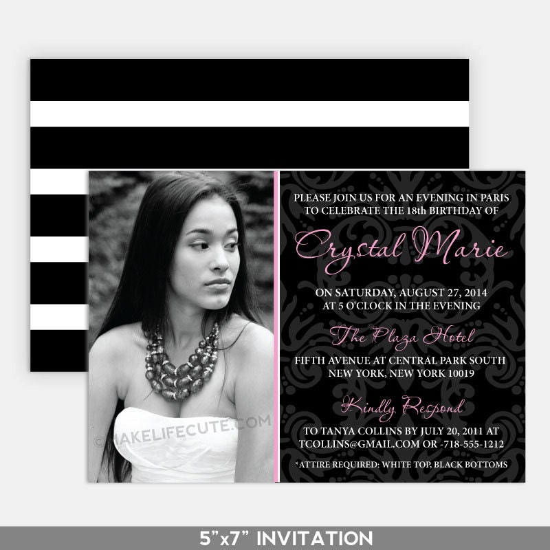 PARIS BIRTHDAY - Printable 5"x7" Photo Invitation - Paris Soirée Collection by Make Life Cute Il_570xn
