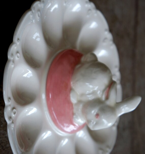 Reserved For Brenda Vintage Devilled Egg Plate Easter Bunny