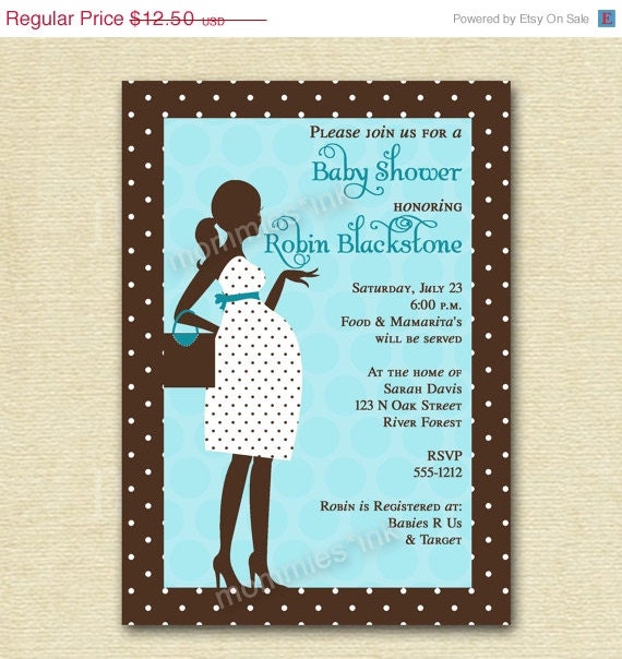 10% Off Holiday Sale Aqua and Brown Chic Mom to Be - Custom Baby Shower Invite - PRINTABLE INVITATION DESIGN Il_570xn