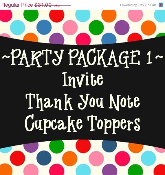 10% Off Holiday Sale Party Package 1 - Invite, Thank You and Cupcake Toppers OR Water Bottle Wraps - PRINTABLE DESIGNS Il_570xn