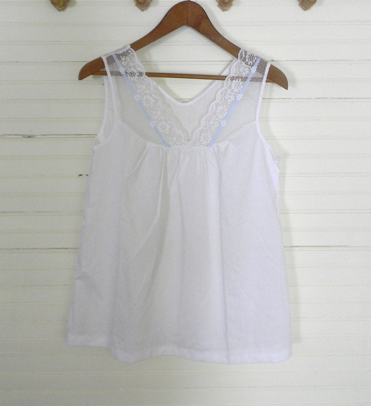 Vintage Babydoll Nightgown White Cotton by CarolinaVintageCo