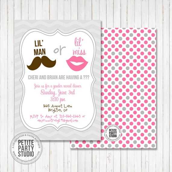 Printable Party Invitation - Gender Reveal Party Invitation or Baby Shower - Petite Party Studio Il_570xn