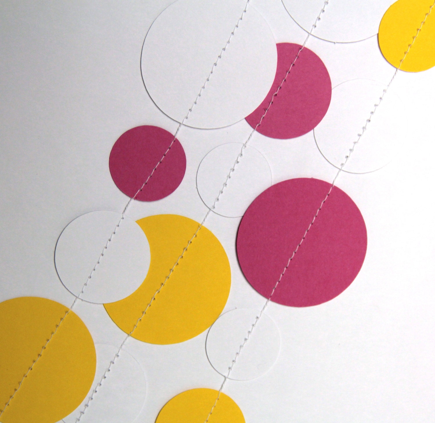 Pink, Yellow and White circle garland (15 feet) - READY TO SHIP Il_570xn