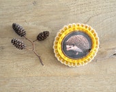 brooch with hedgehog - felt brooch - natural history -  woodlands - redstitchlab