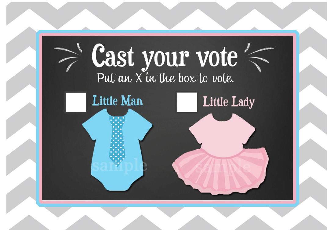 Gender Reveal Voting Cards Printable Little Man By ThatPartyChick