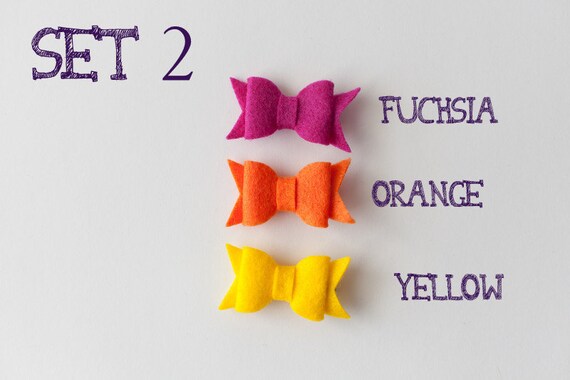 Set of 3 Felt Bow Hair Clippies Il_570xn