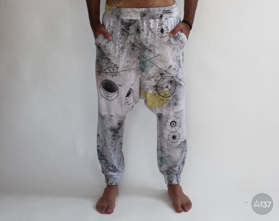 UNISEX drop crotch pants geometric galaxy print