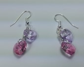 Hearts in Pink and Violet Earrings - AnniesJewelryDezign