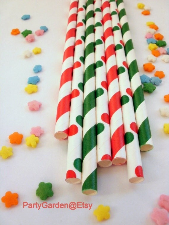 50 Christmas Holiday Paper Straws - With Free Printable DIY Flags Il_570xn