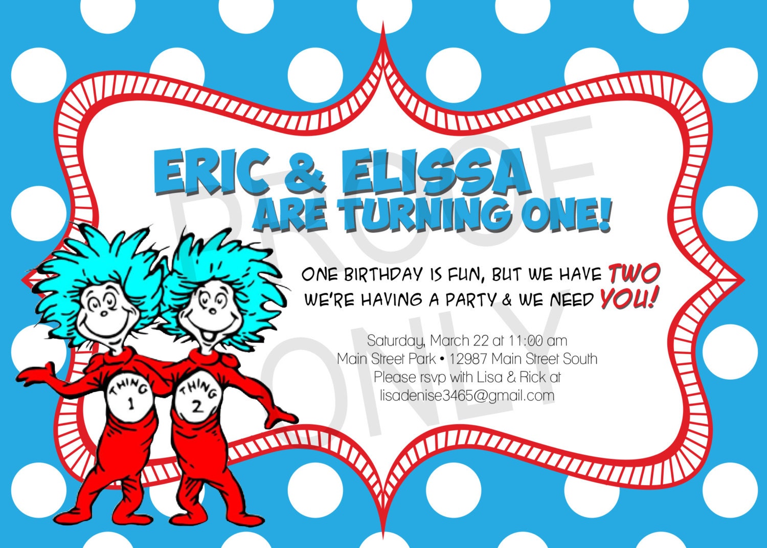 PRINTABLE Dr Seuss inspired birthday invitation by LifesAnOccasion
