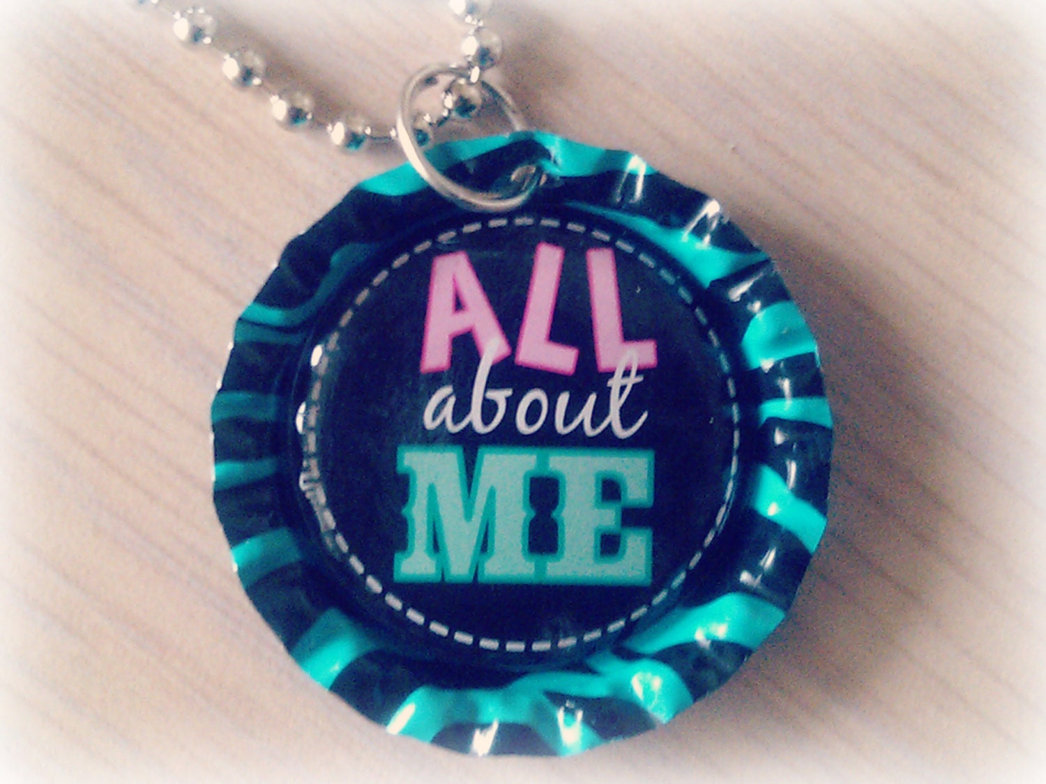 Bottle Necklace, Zebra Print Necklace, Aqua Teal Necklace, Bottle Cap Jewelry, Bottle Cap Necklace,All About Me,Teen Jewelry, Tween Jewelry Il_170x135