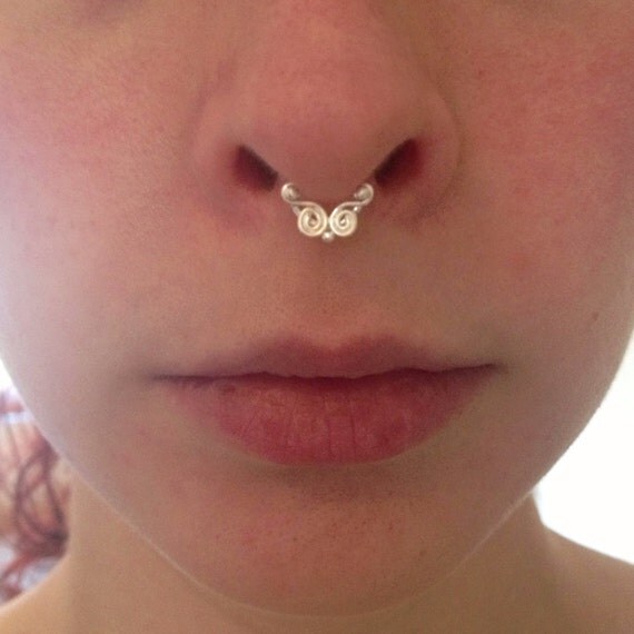 100 Sterling Silver Little Owl Septum Ring by