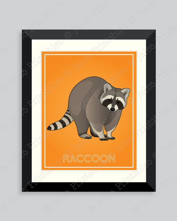 Raccoon Art Print, Wildlife Wall Decor, Animal Wall Art, Woodland Artwork for Children, Kids