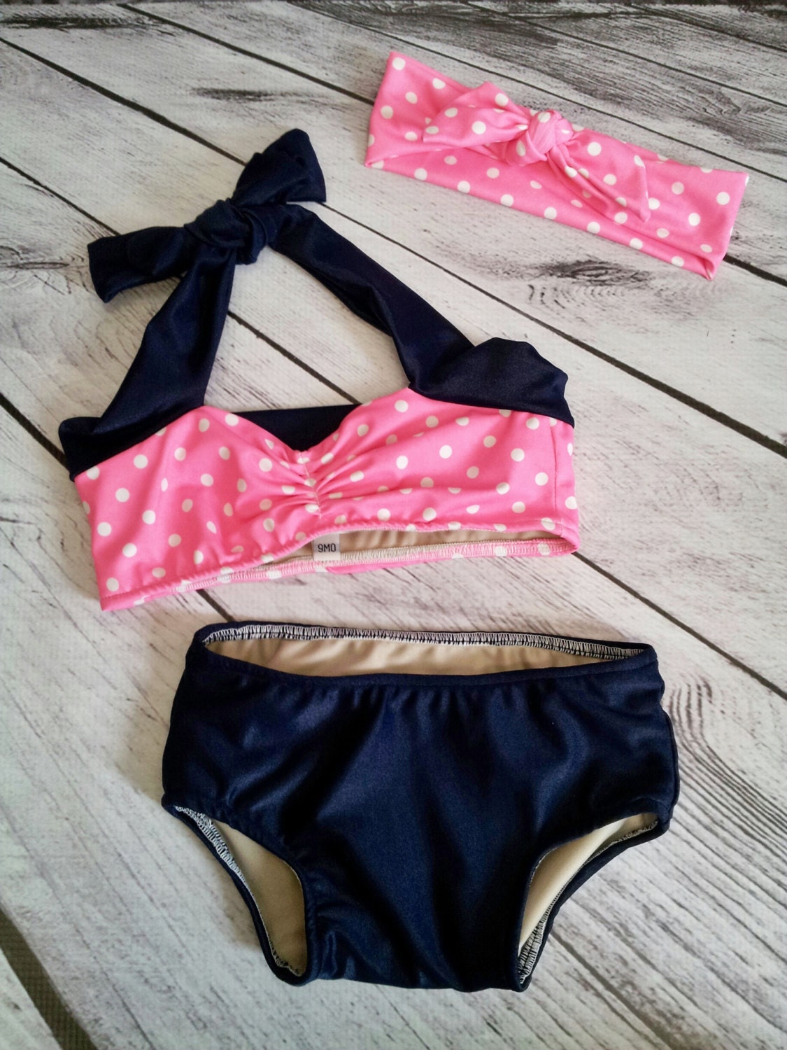 Itsy Bitsy Teen Weeny Pink White Polka Dot Navy Bikini Baby