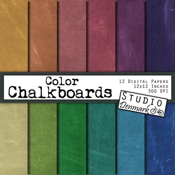 Chalkboard Digital Paper Color Chalkboard by StudioDenmark