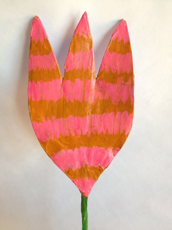 Bright Bloom paper mache flower wall art by SarahHandArt on Etsy