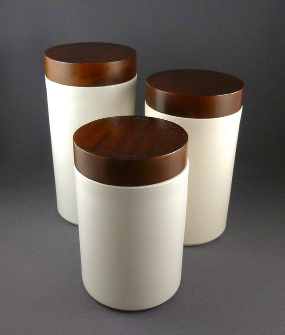 Modern Ceramic and Wood Kitchen Canister Set by PrairieDecArts