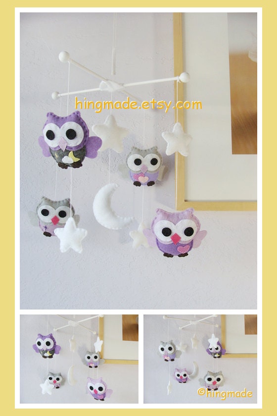 Baby Mobile Owl Mobile Handmade Felt Mobile Nursery by hingmade