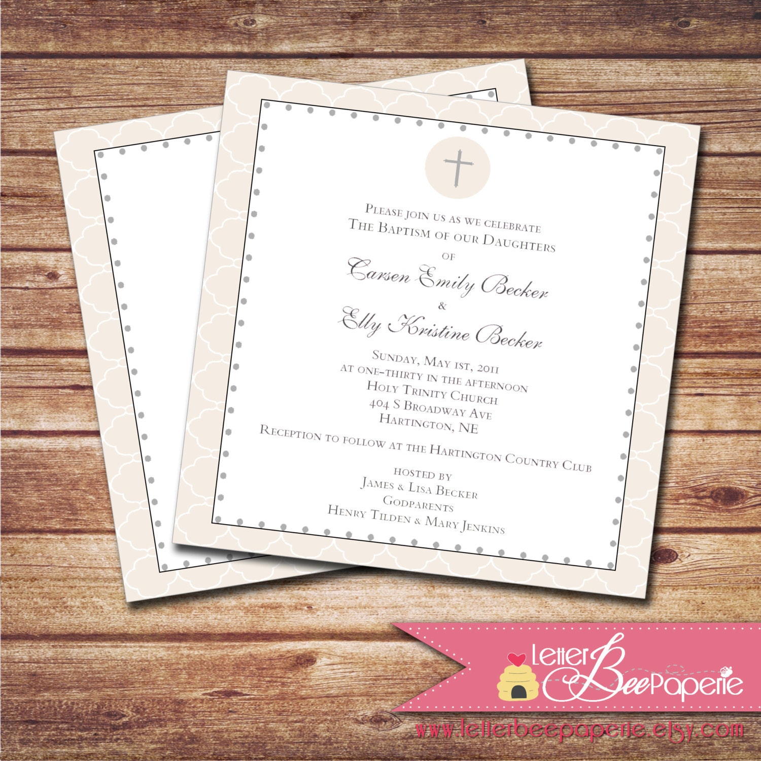 Custom Baptism / Christening Invitation - Choose Your Colors - Printable Invite - Boy Girl Gender Neutral - Confirmation, Naming Ceremony Il_570xn
