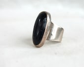 Vintage Onyx Ring Sterling Silver Size 5 Modern Black Mexican Jewelry