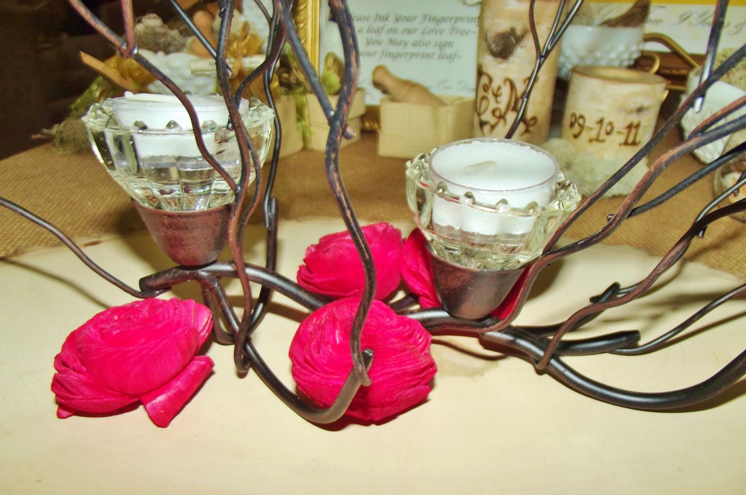 TREASURY ITEM Candle Holder Wedding Metal Twig by DriftingIdeas